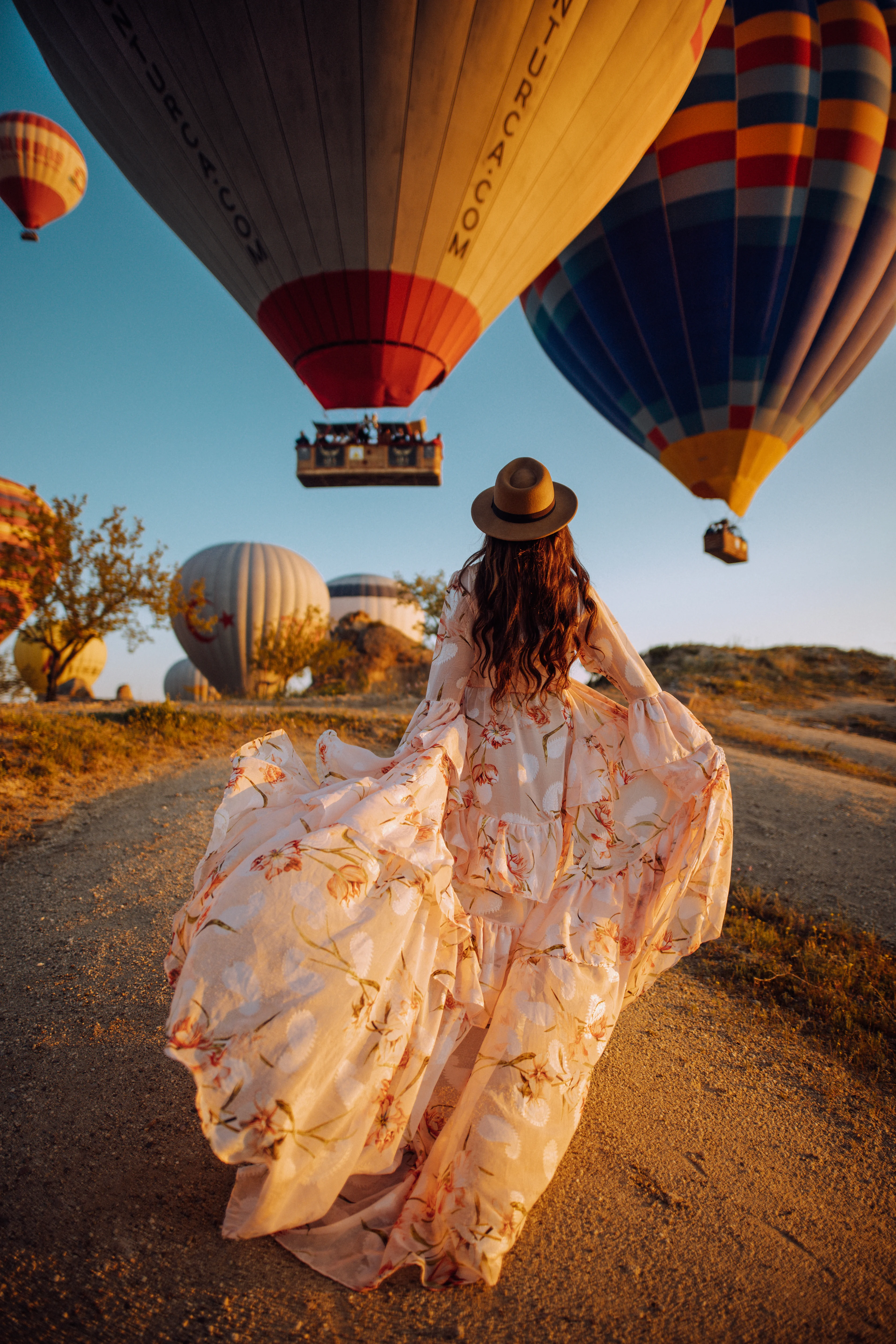 Floral dress amid balloons